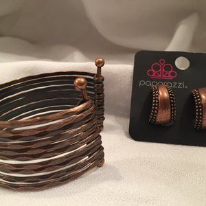 Rose gold bracelet and earring set